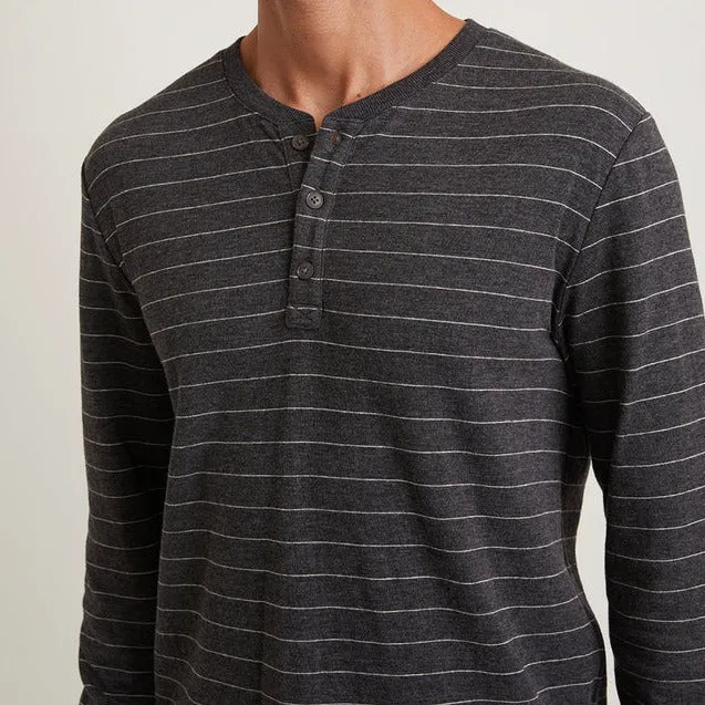 Double Knit Henley in Faded Black/White sold by Cave and Post product image thumbnail 4