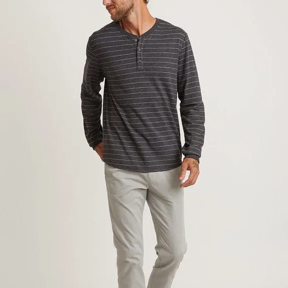 Double Knit Henley in Faded Black/White sold by Cave and Post product image thumbnail 5