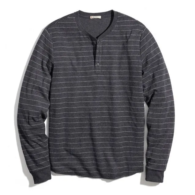 Double Knit Henley in Faded Black/White sold by Cave and Post