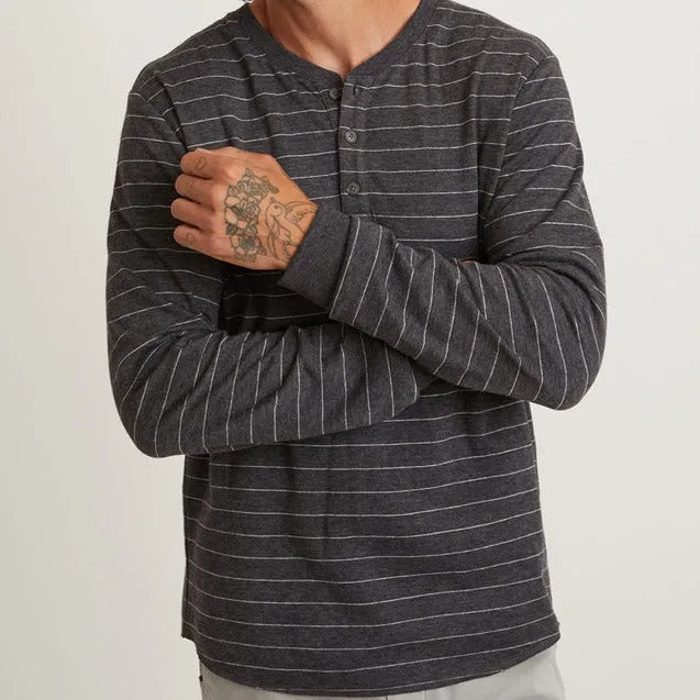 Double Knit Henley in Faded Black/White sold by Cave and Post product image thumbnail 2