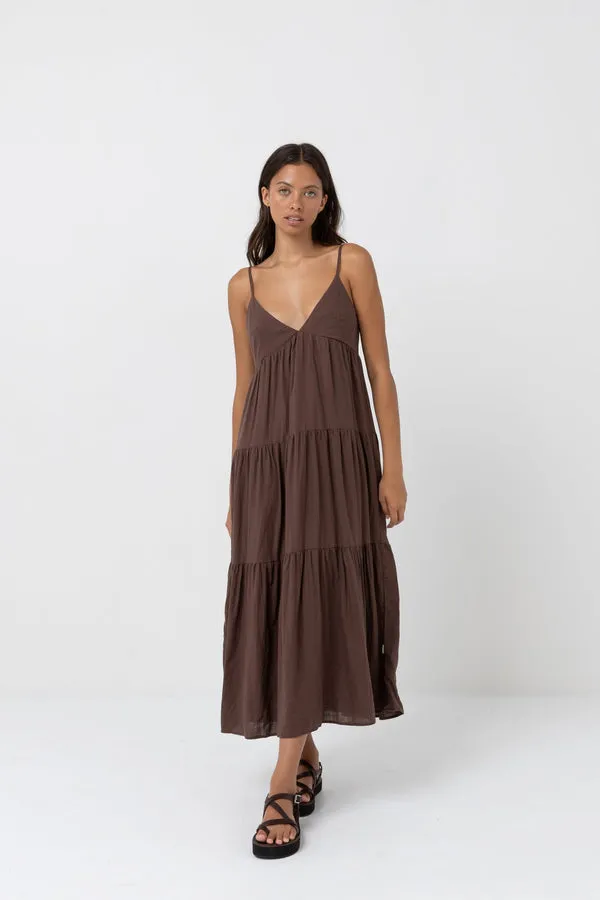 Classic Tiered Midi Dress - Chocolate sold by Cave and Post product image thumbnail 4