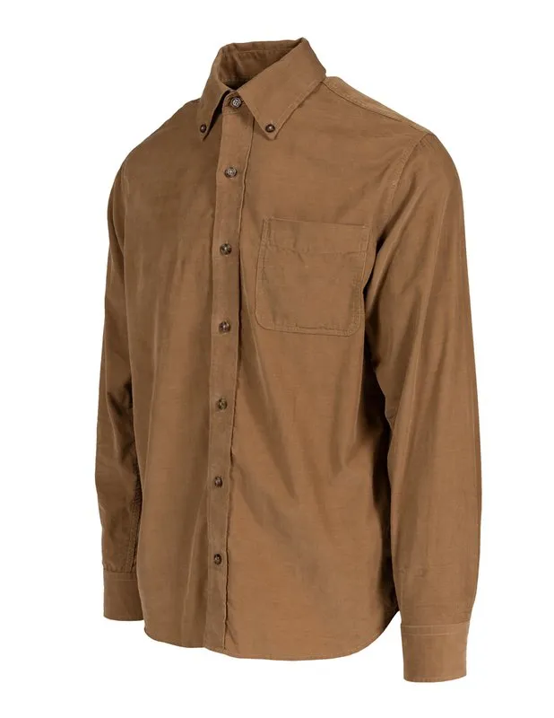 Pinwale Cotton Corduroy Button Down Shirt - Khaki sold by Cave and Post product image thumbnail 3