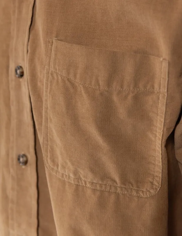 Pinwale Cotton Corduroy Button Down Shirt - Khaki sold by Cave and Post product image thumbnail 4