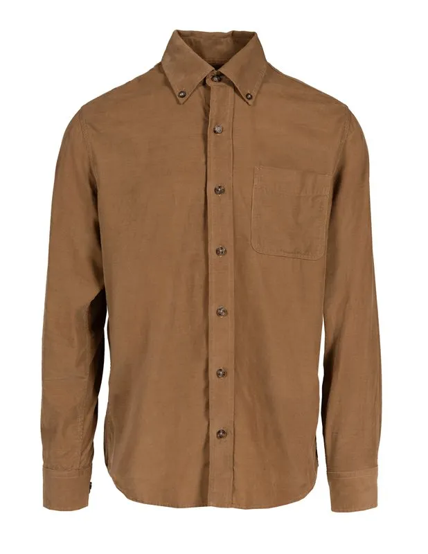 Pinwale Cotton Corduroy Button Down Shirt - Khaki sold by Cave and Post