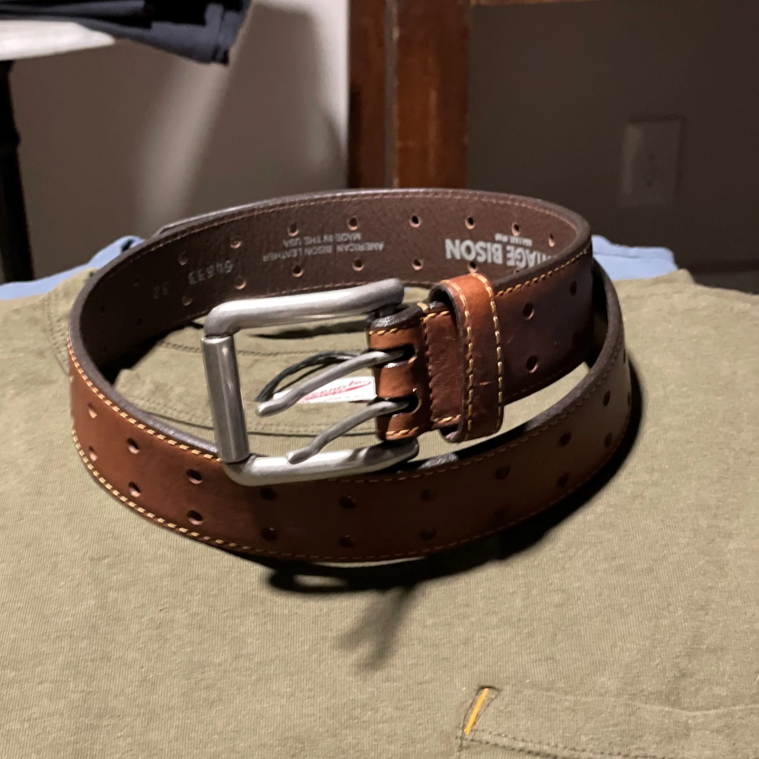 Vintage Bison Double Barrell Leather Belt sold by Cave and Post product image thumbnail 5