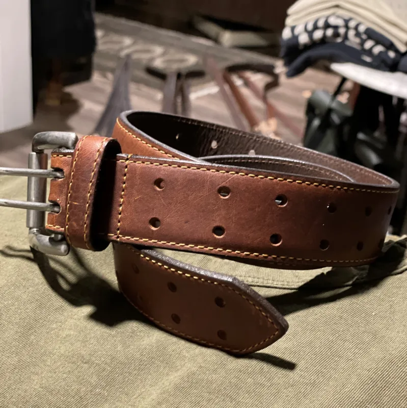 Vintage Bison Double Barrell Leather Belt sold by Cave and Post