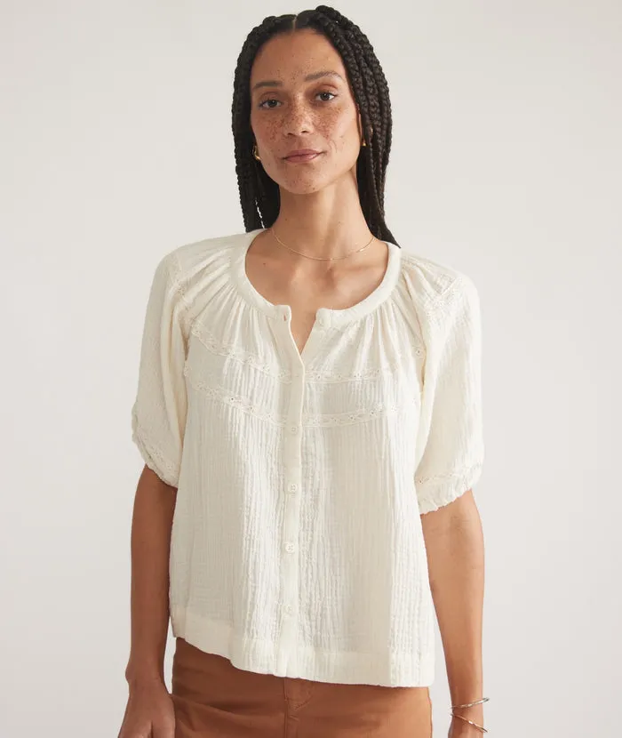 Wren Puff Sleeve Top - Antique White sold by Cave and Post