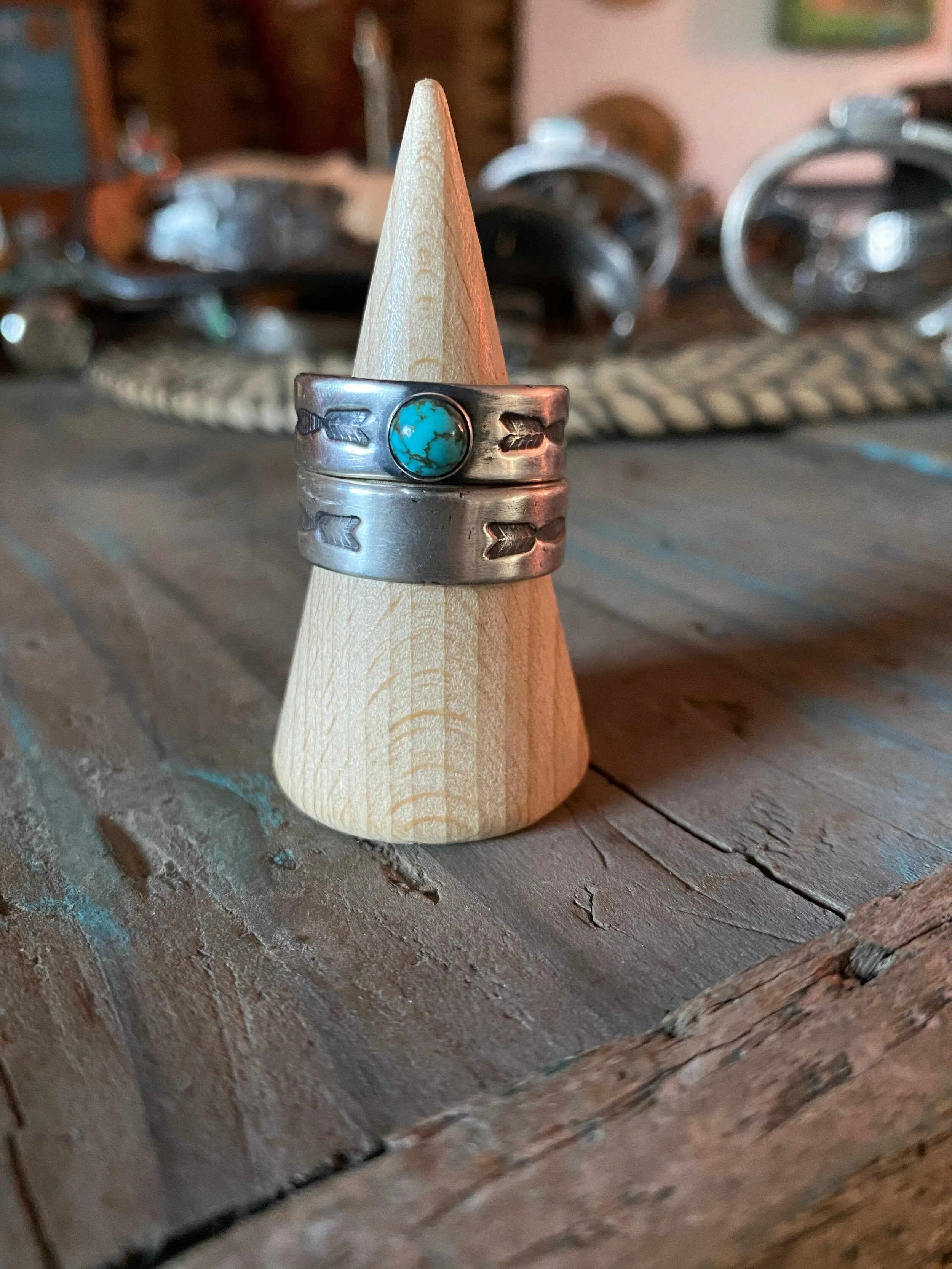 Double Arrow Ring -Solid or w/Turquoise sold by Cave and Post product image thumbnail 2