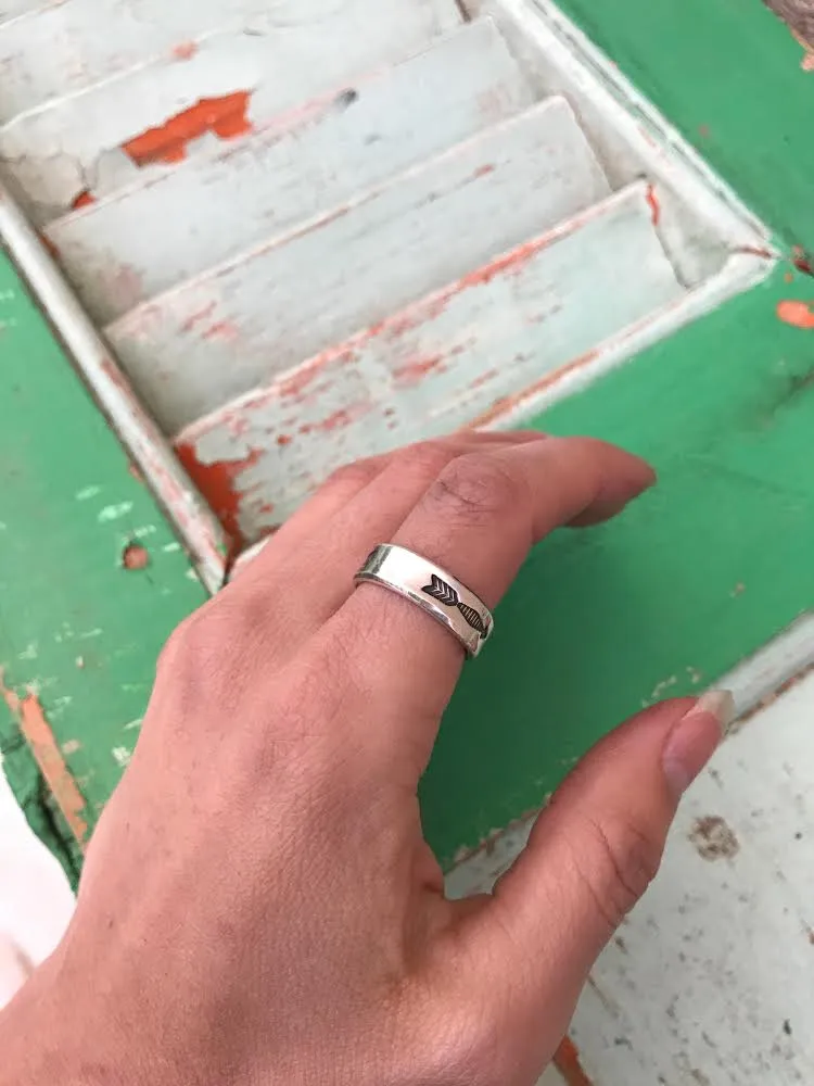 Double Arrow Ring -Solid or w/Turquoise sold by Cave and Post product image thumbnail 4