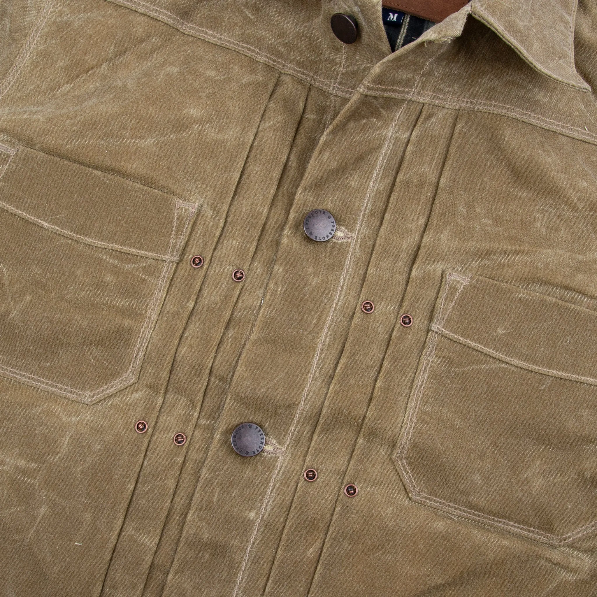 Riders Jacket Waxed Canvas Tobacco Green Interior sold by Cave and Post product image thumbnail 5