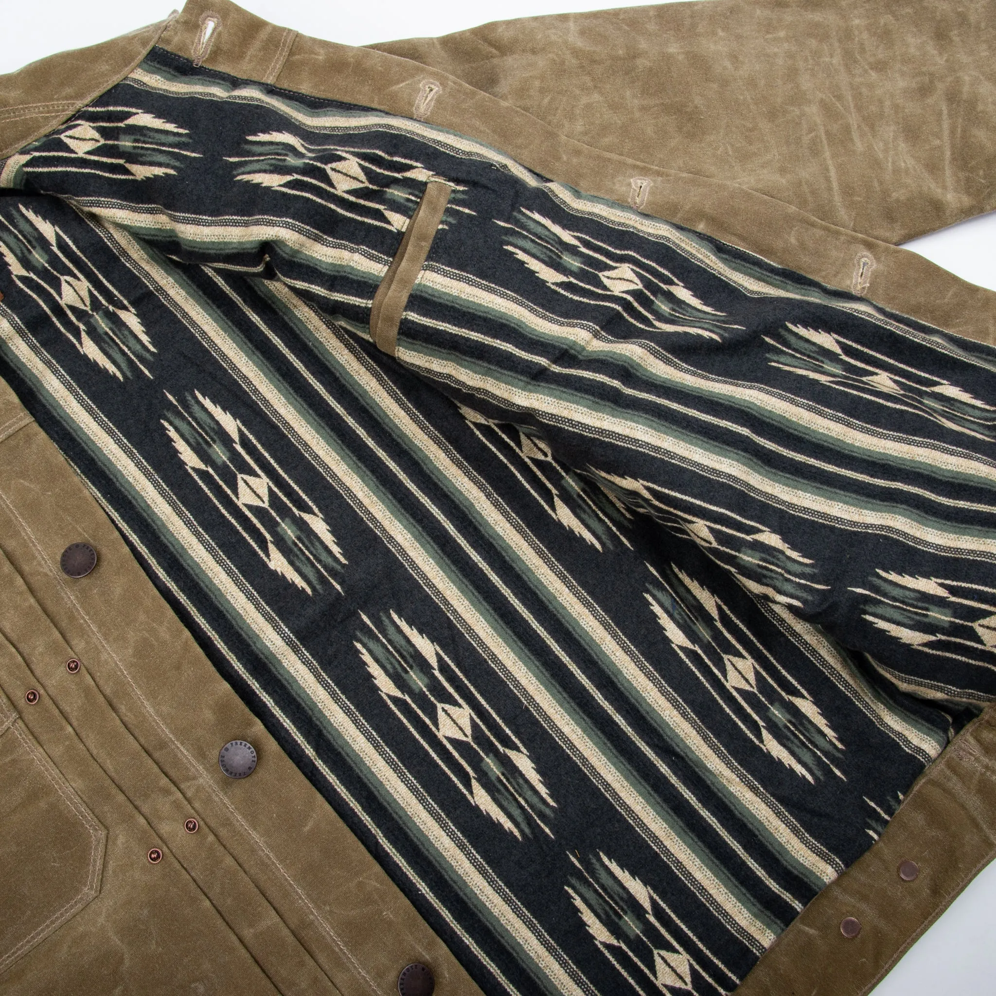 Riders Jacket Waxed Canvas Tobacco Green Interior sold by Cave and Post product image thumbnail 2