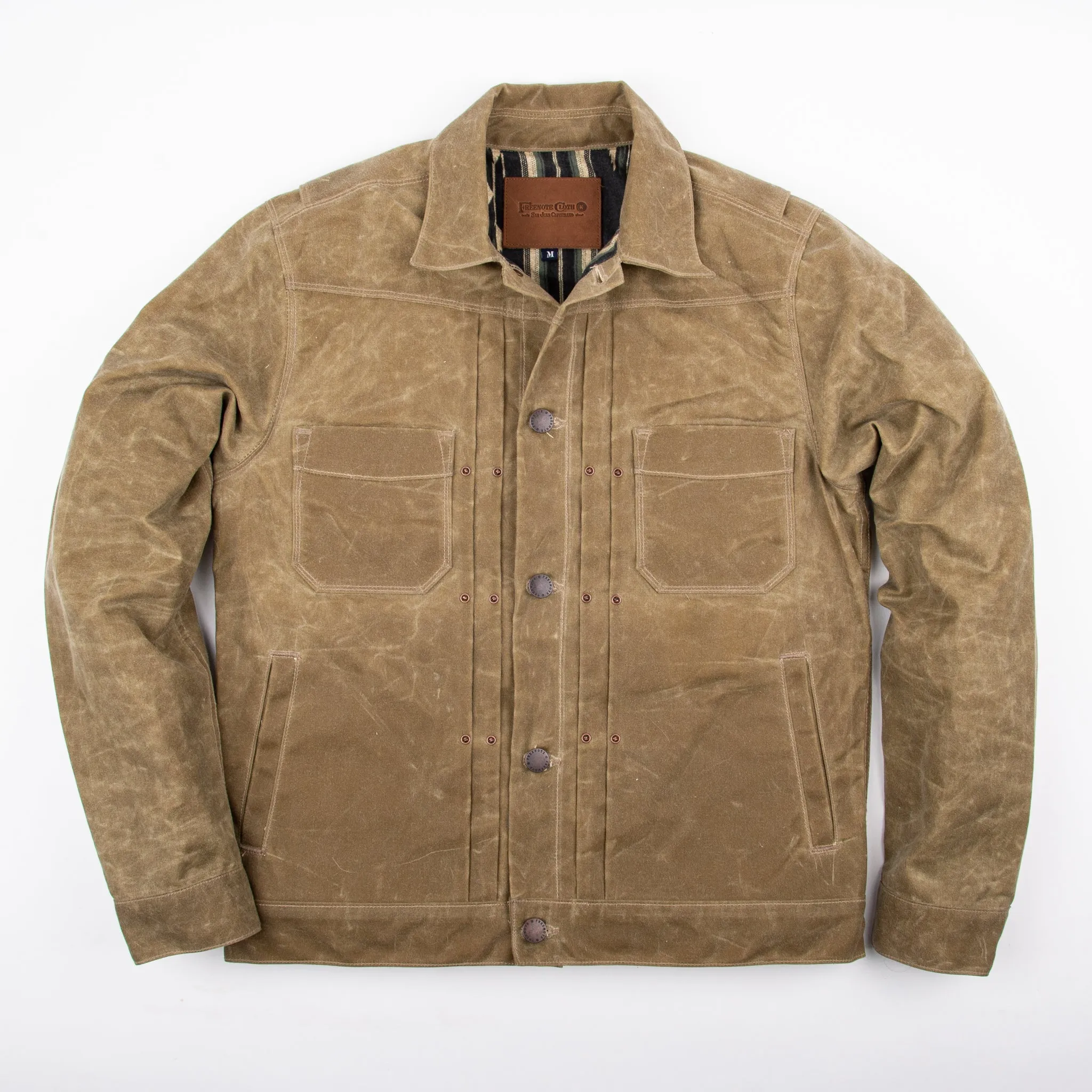 Riders Jacket Waxed Canvas Tobacco Green Interior sold by Cave and Post