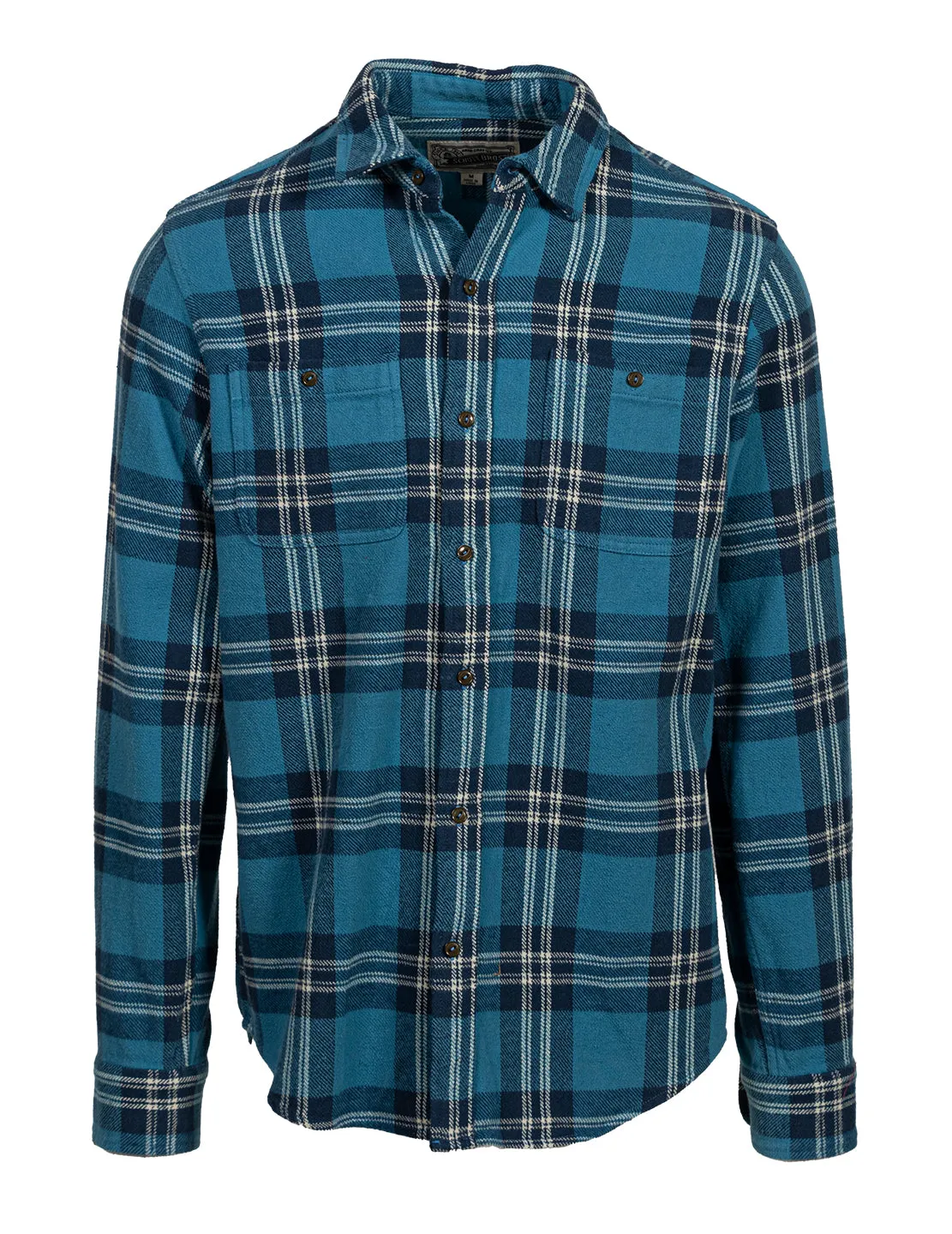 Plaid Cotton Flannel Shirt - Sky sold by Cave and Post