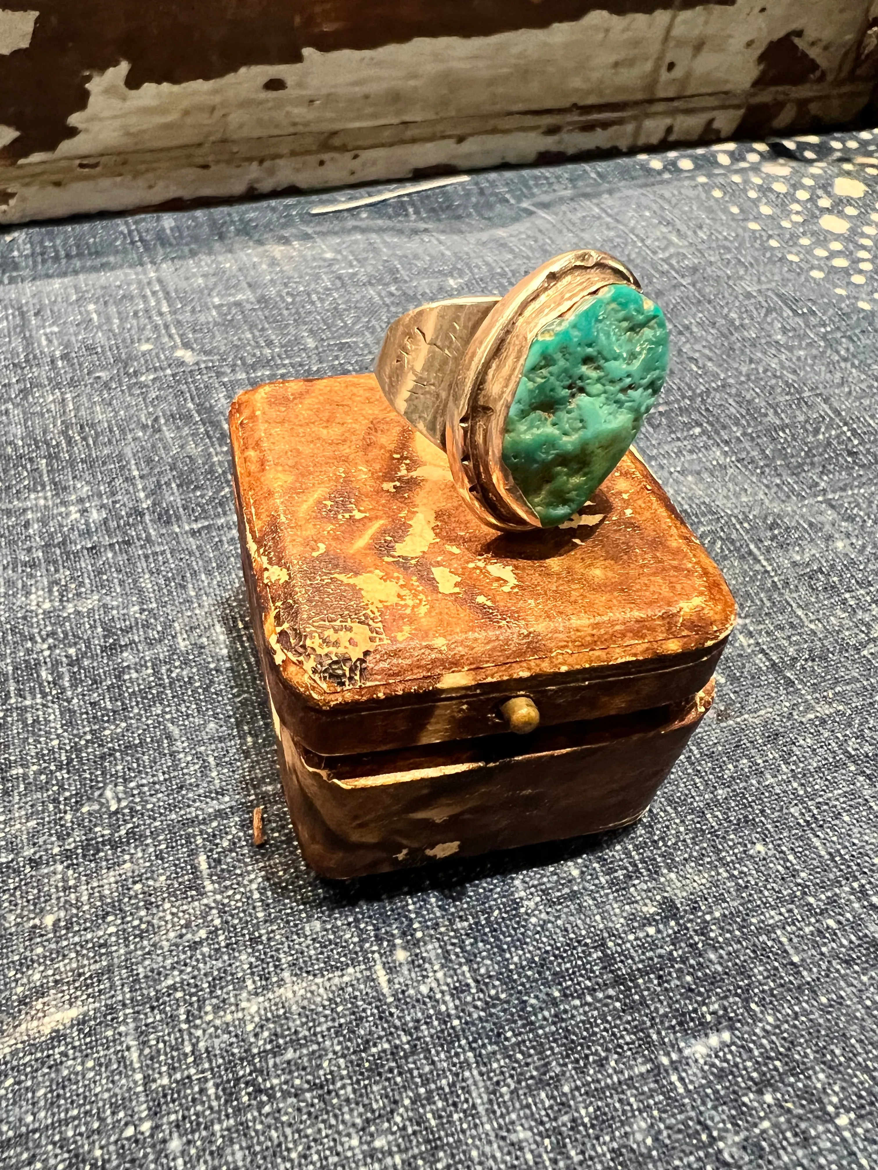 Vintage Sterling and Turquoise Men's Ring sold by Cave and Post product image thumbnail 2