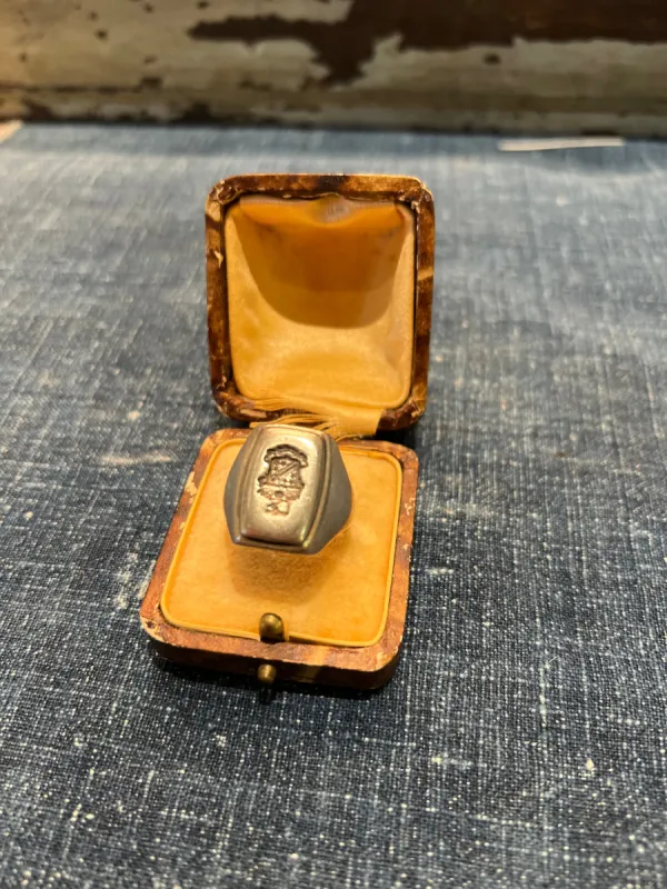 Vintage Men's Signet Stamp Ring sold by Cave and Post