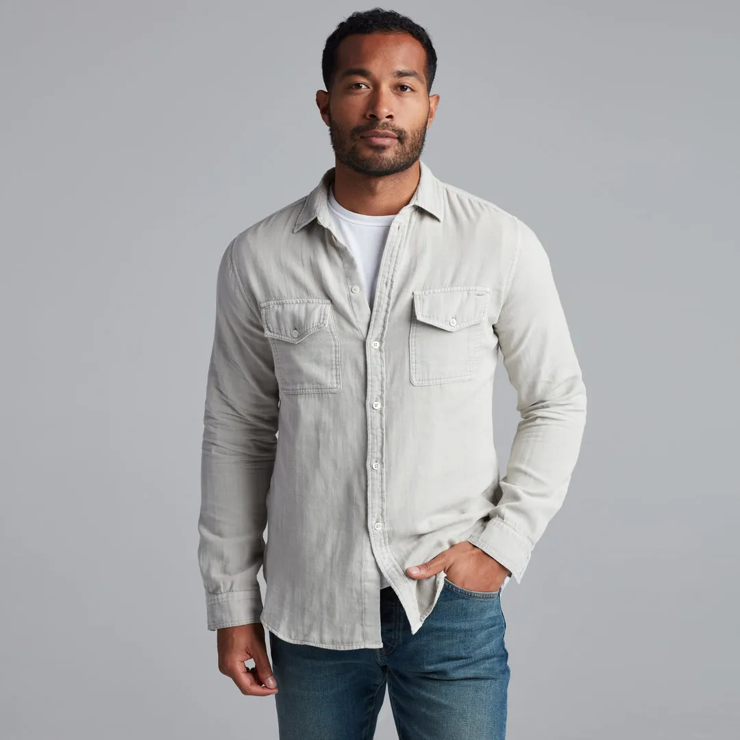 LEEDS DOUBLE LAYER COTTON GAUZE SHIRT - CHALK sold by Cave and Post product image thumbnail 3