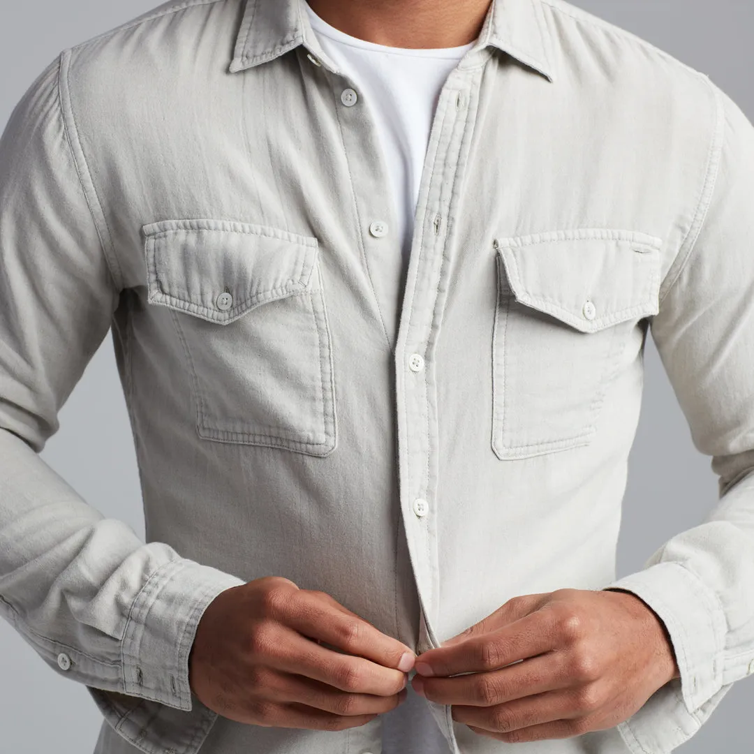 LEEDS DOUBLE LAYER COTTON GAUZE SHIRT - CHALK sold by Cave and Post product image thumbnail 4