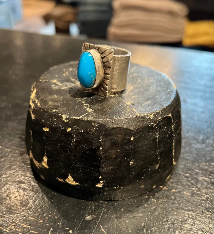 One of Kind Handmade Sterling and Turquoise Ring sold by Cave and Post