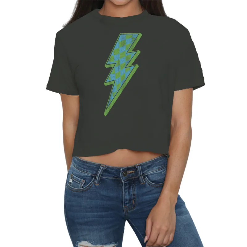 Checker Bolt 100% Cotton Crop Slub Tee sold by Cave and Post