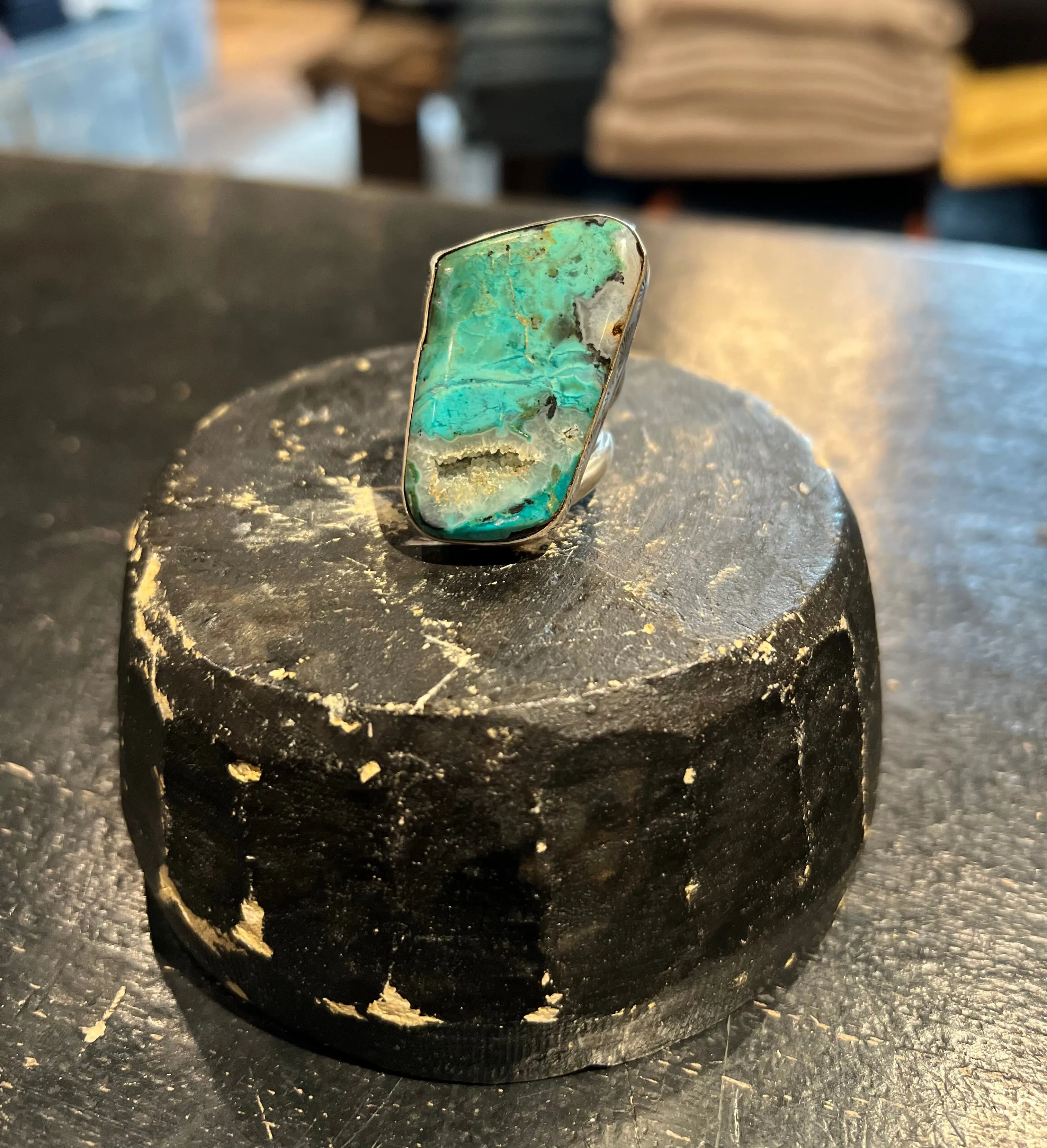 One of Kind Handmade Sterling / Chrysacolla / Quartz Ring sold by Cave and Post product image thumbnail 3