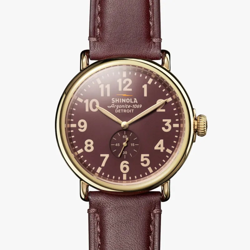 The Runwell 47mm - Oxblood sold by Cave and Post