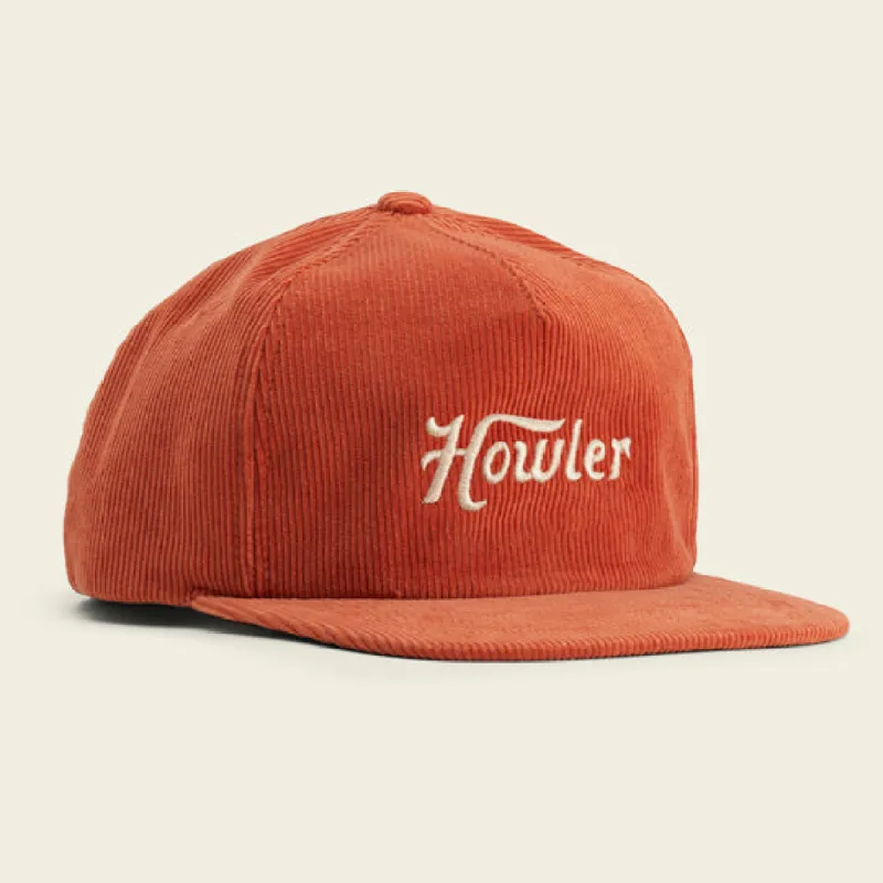 Howler Script Snapback - Orange Corduroy sold by Cave and Post