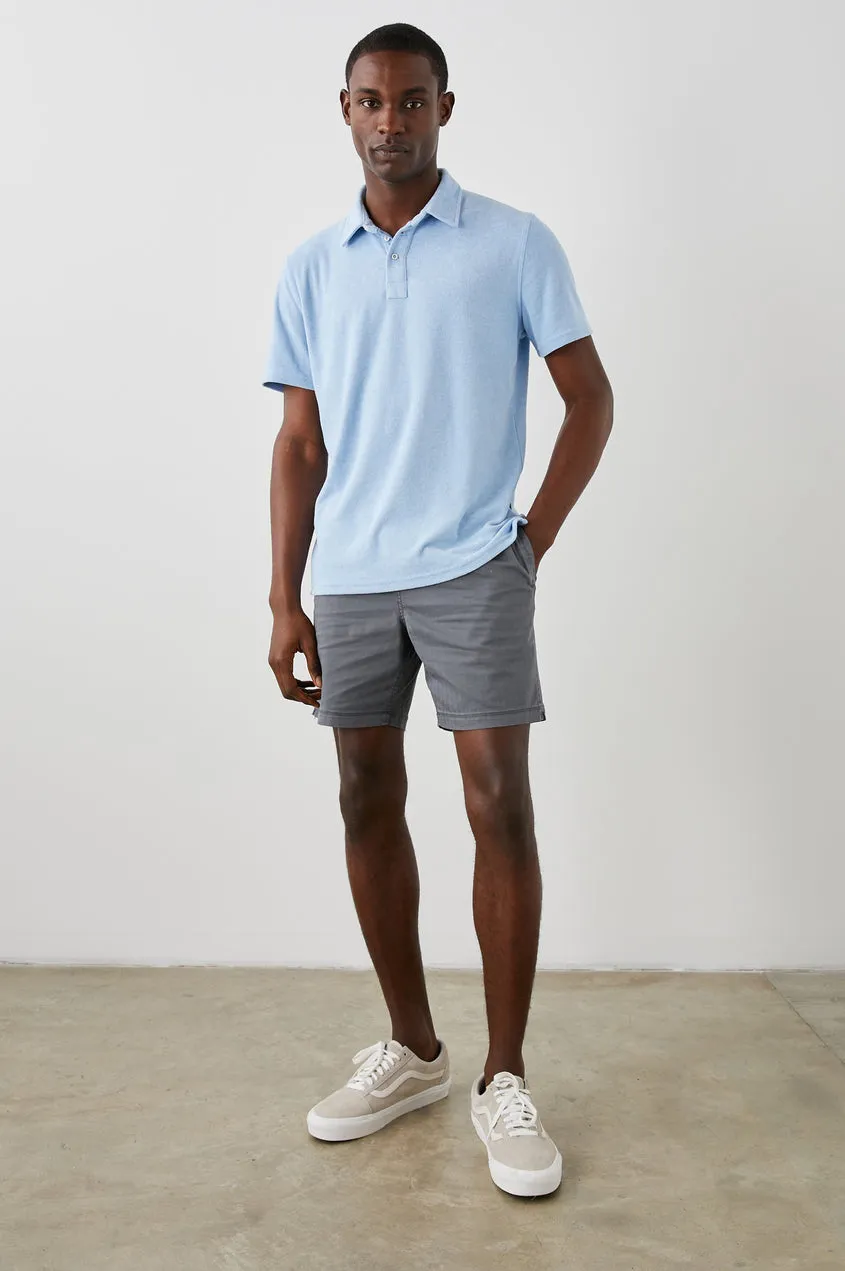 Rhen Polo Shirt - Terry Chambray Blue sold by Cave and Post