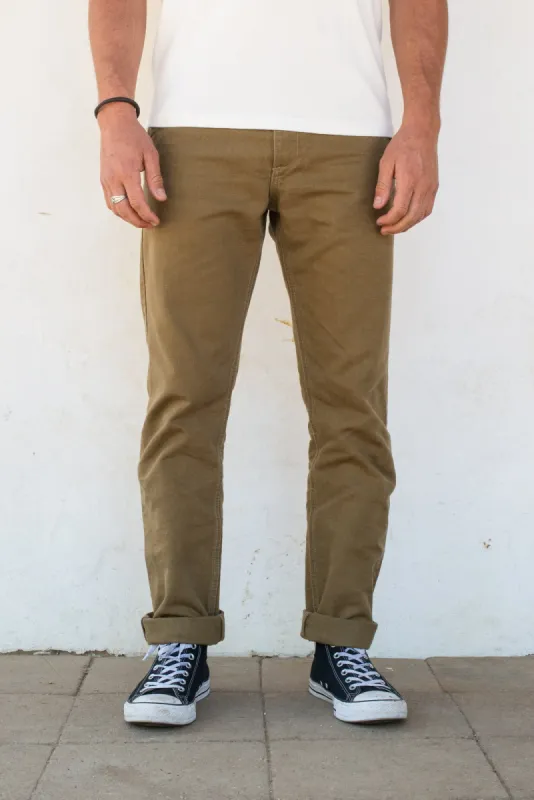 WORKERS CHINO SLIM FIT 14 OUNCE SLUB TAN sold by Cave and Post
