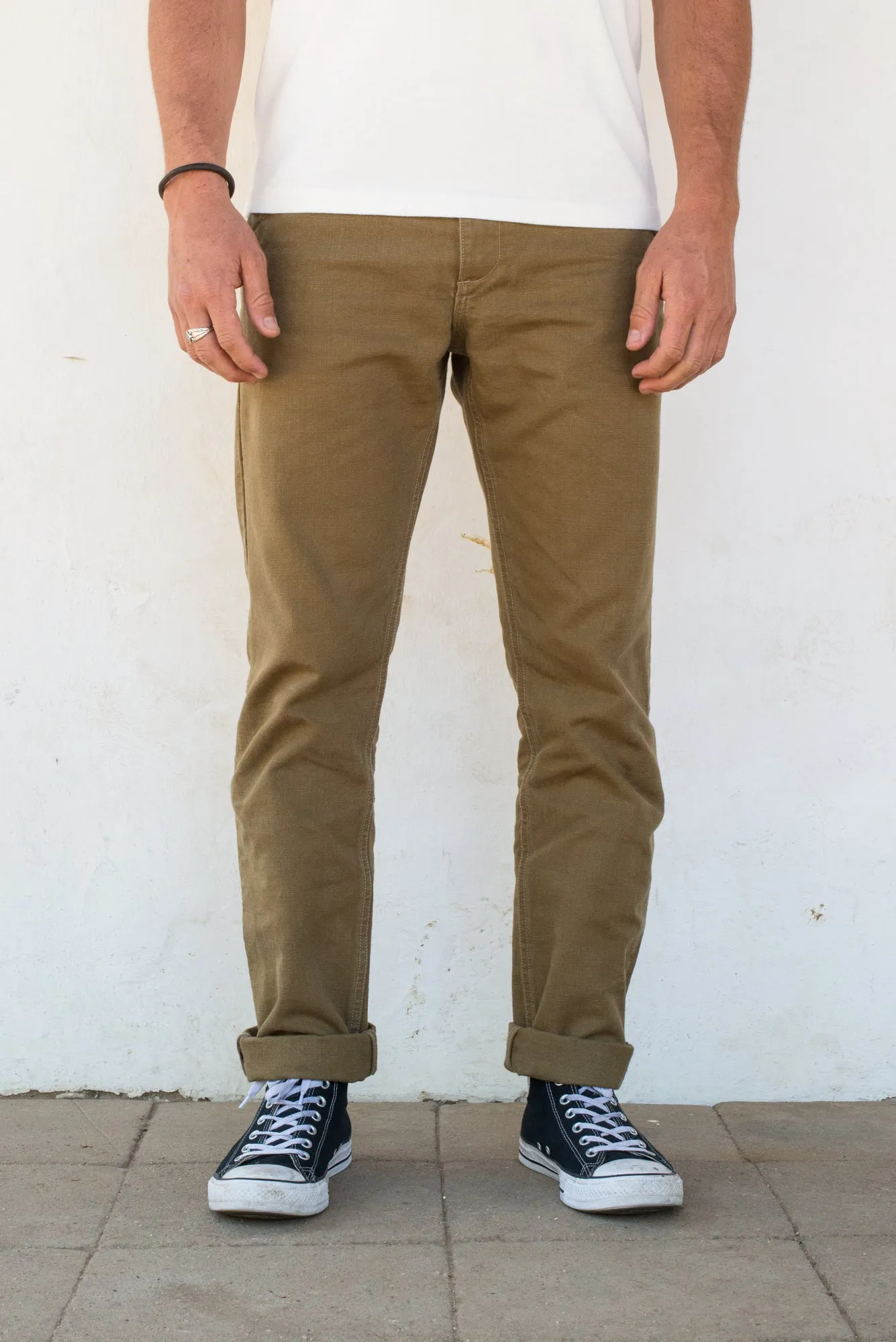 WORKERS CHINO SLIM FIT 14 OUNCE SLUB TAN sold by Cave and Post