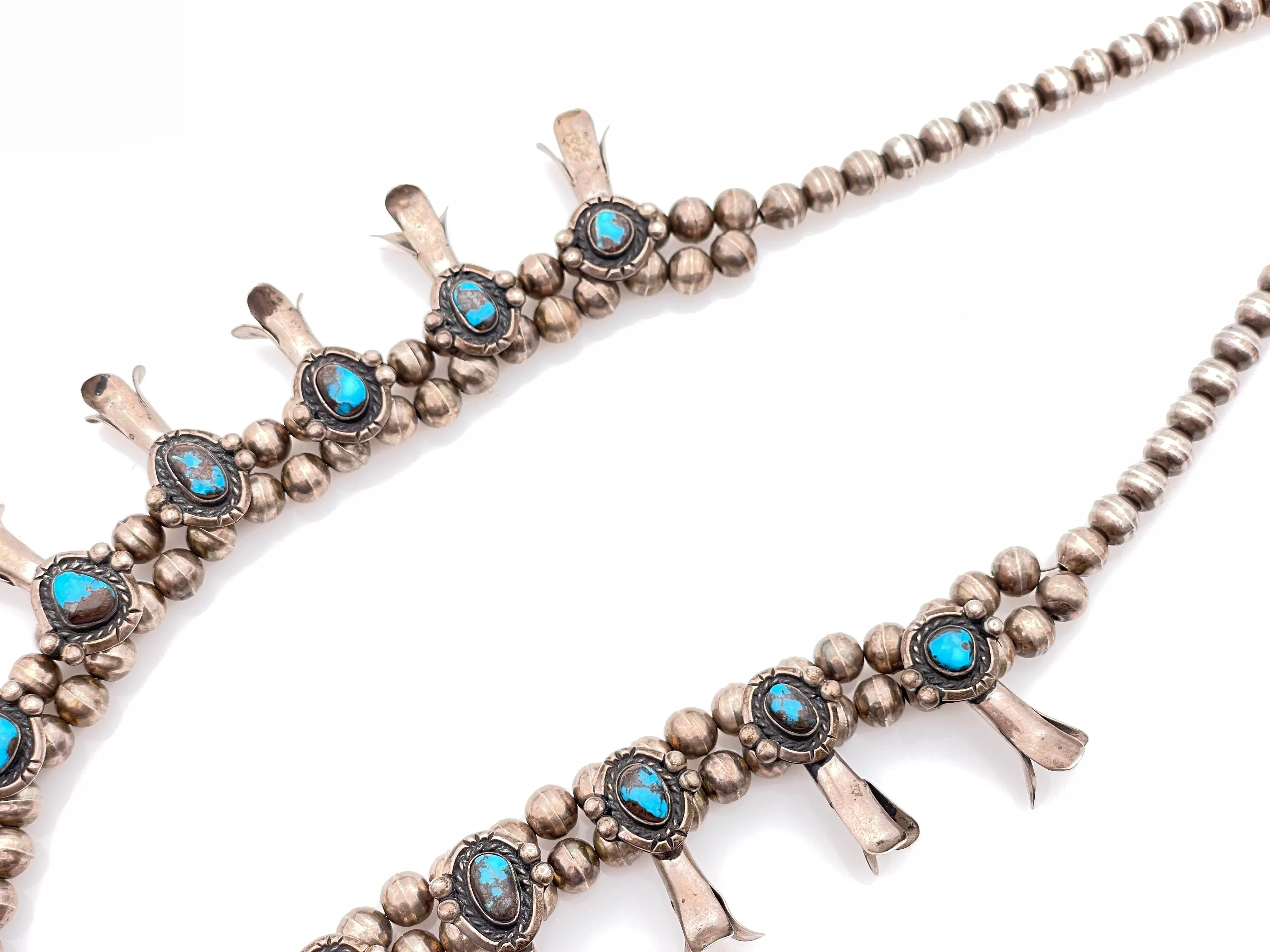 RARE! NATIVE AMERICAN STERLING SILVER BISBEE TURQUOISE SQUASH BLOSSOM NECKLACE sold by Cave and Post product image thumbnail 3