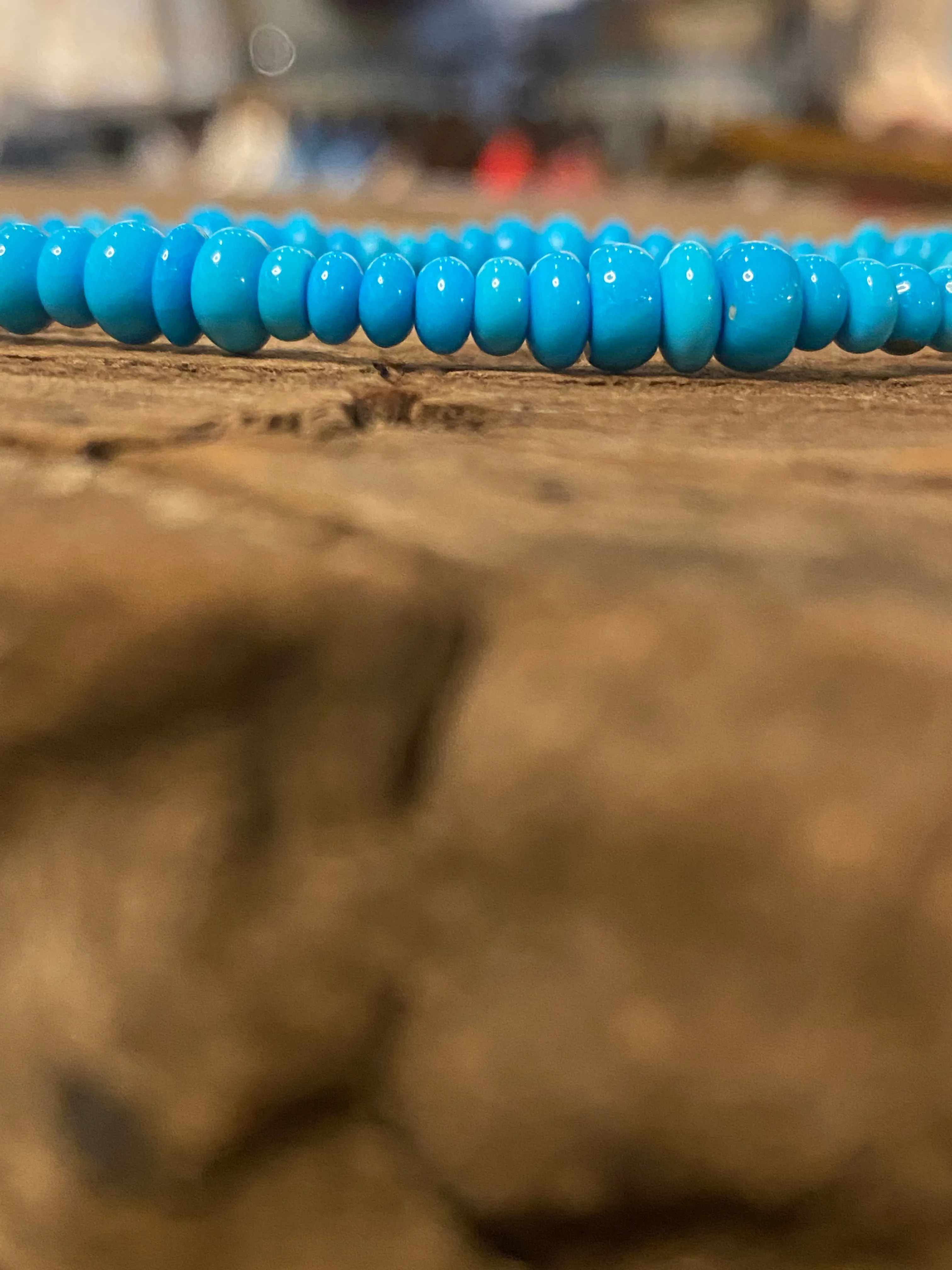 Sleeping Beauty Turquoise Mixed Rondelle Bead Stretch Bracelet sold by Cave and Post product image thumbnail 2