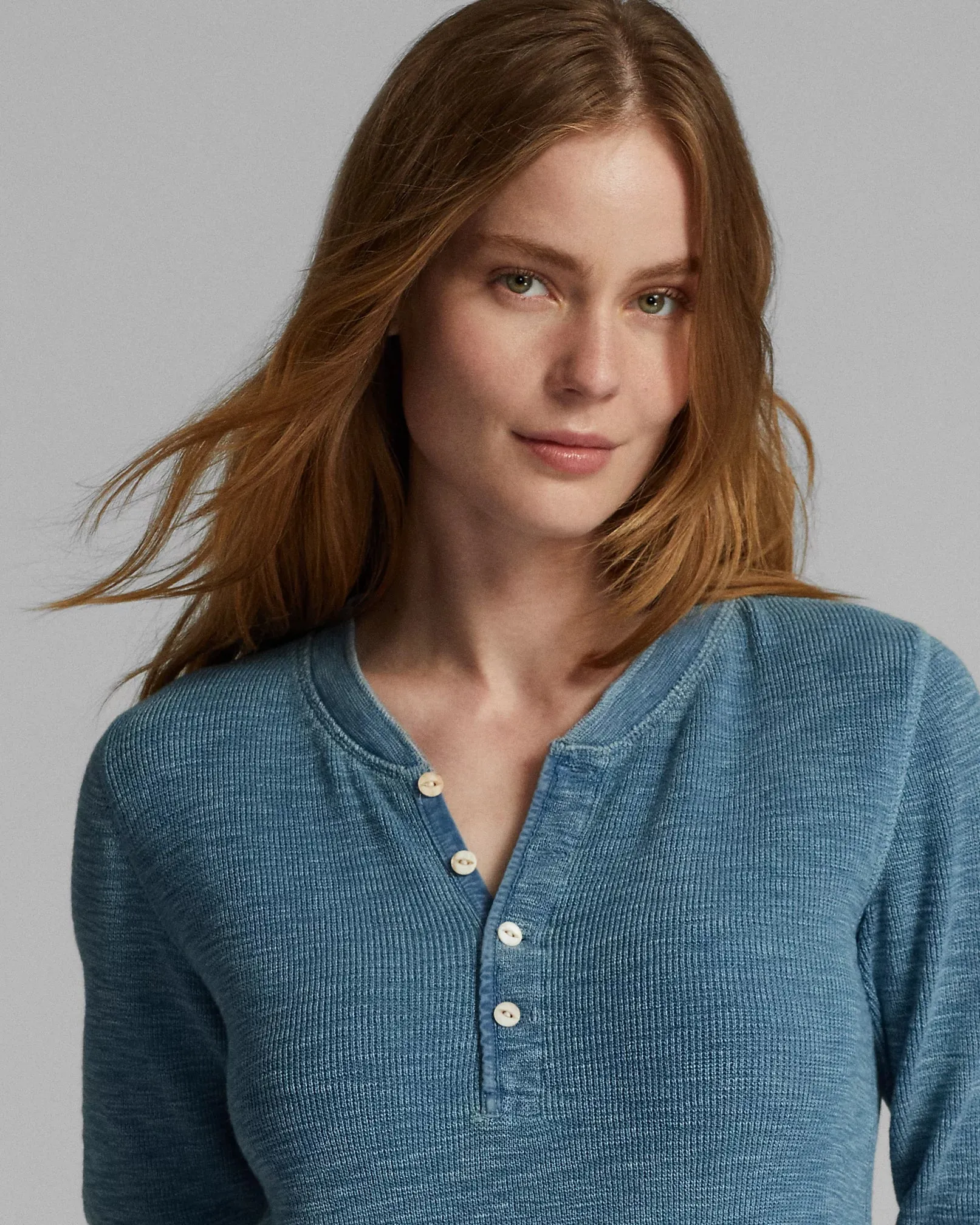 RRL Stretch-Cotton Waffle Henley - Women sold by Cave and Post product image thumbnail 5