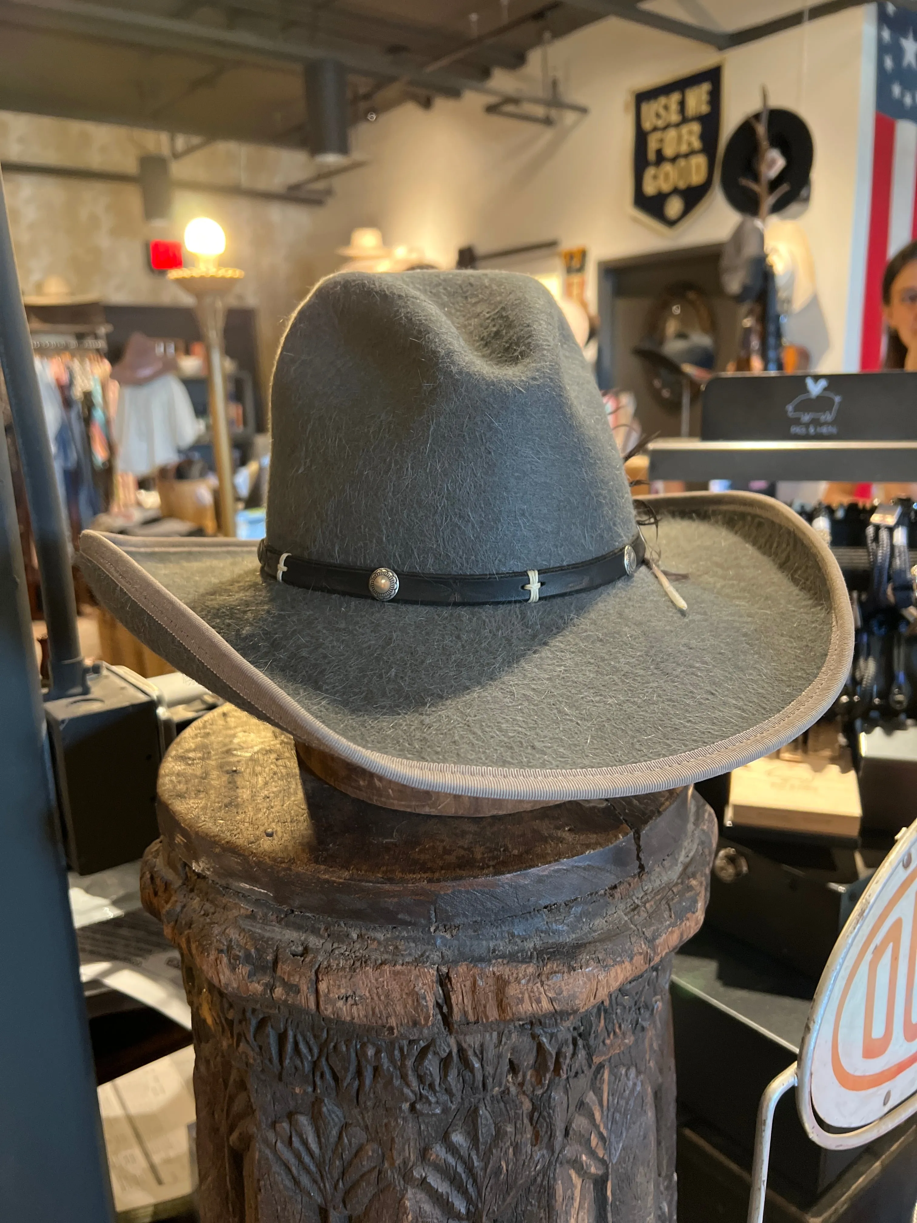 Gus Crown Custom Furry Felt Hat By Spur Hat Co. - Size 7 sold by Cave and Post