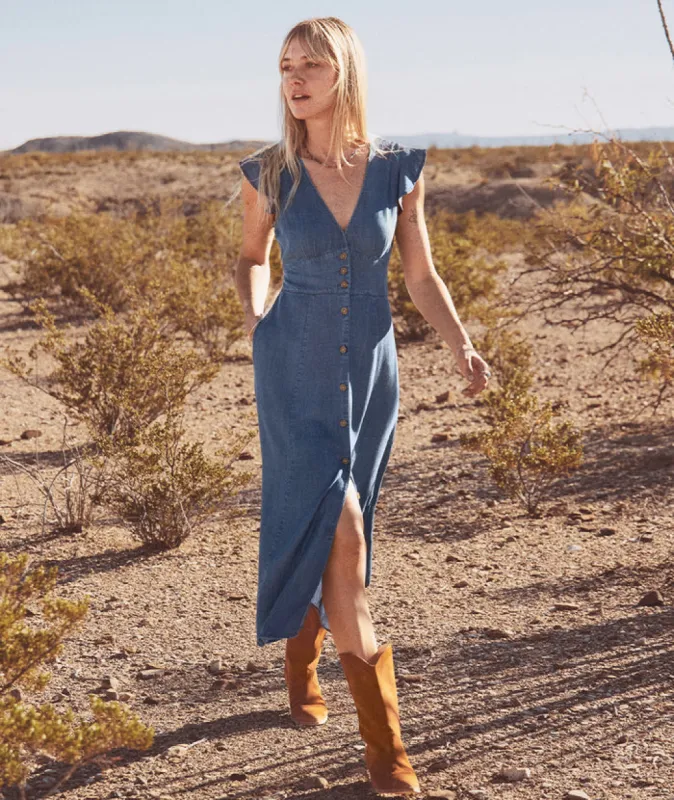 Camila Midi Dress - Chambray sold by Cave and Post