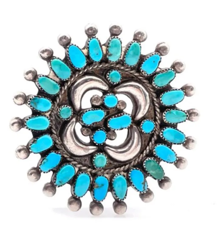 Native American Sterling Silver Petite Point Brooch sold by Cave and Post