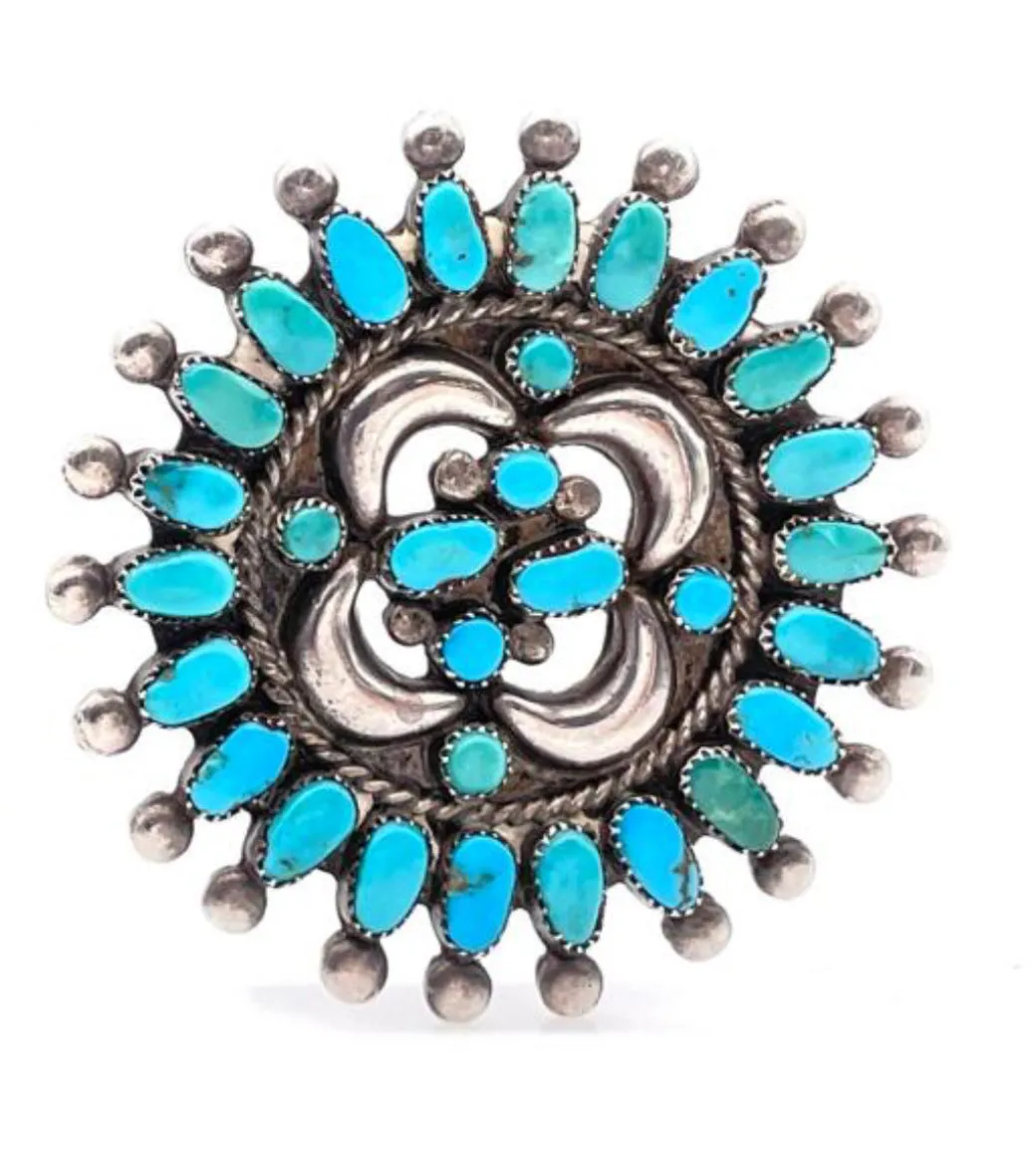 Native American Sterling Silver Petite Point Brooch sold by Cave and Post