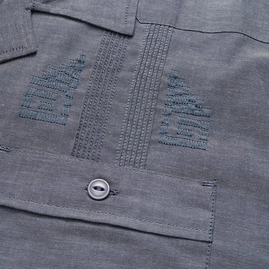 Guayabera Shirt - Indigo Blue Oxford sold by Cave and Post product image thumbnail 3