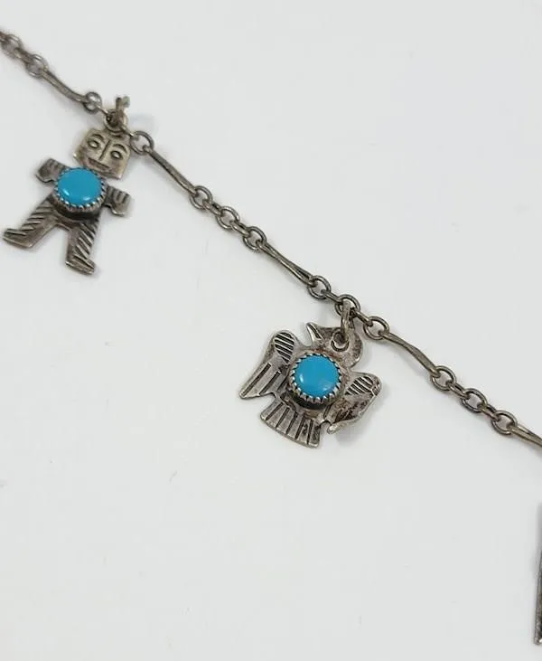 Sterling Silver Turquoise Charm Bracelet sold by Cave and Post product image thumbnail 2