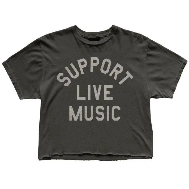 Support Live Music Black Label Cropped Tee sold by Cave and Post