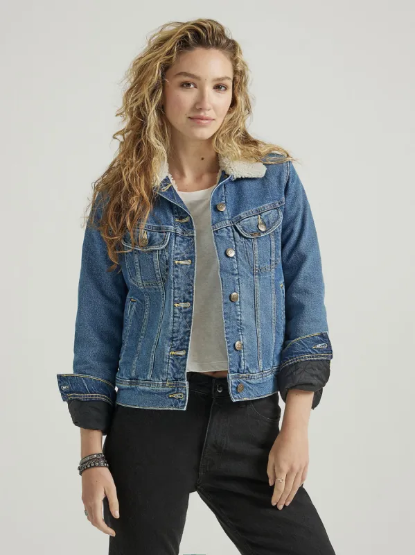 WOMEN'S RIDER SHERPA JACKET IN IN THE THRILL BLUE sold by Cave and Post