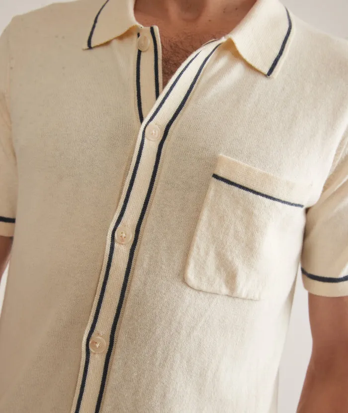Wyatt Sweater Button Down - Ivory/Dark Indigo sold by Cave and Post product image thumbnail 3