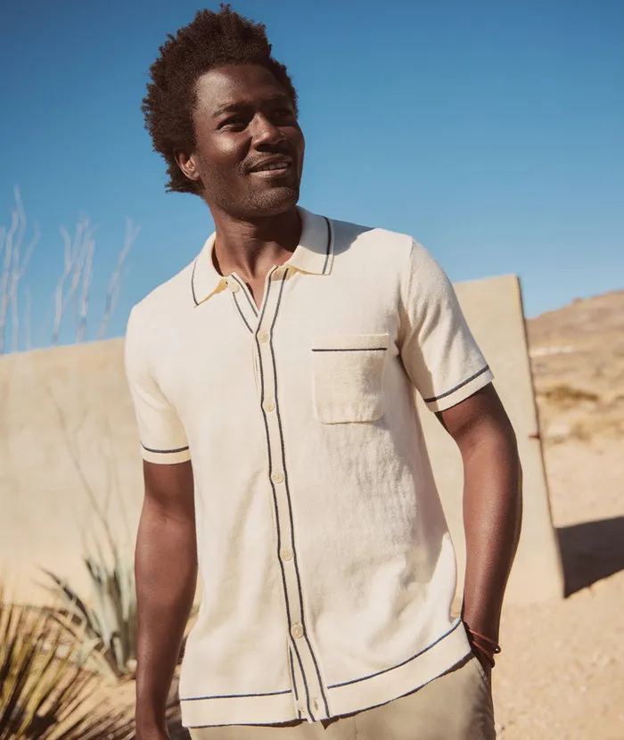 Wyatt Sweater Button Down - Ivory/Dark Indigo sold by Cave and Post product image thumbnail 2