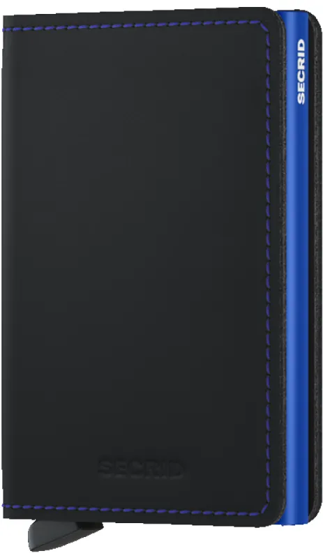 Slimwallet - Matte Black & Blue sold by Cave and Post