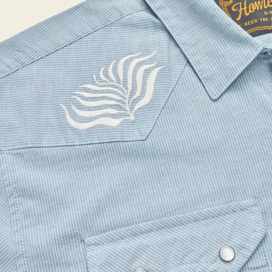 Crosscut Deluxe Shortsleeve Shirt - Seagrass : Faded Blue Microstripe sold by Cave and Post product image thumbnail 3