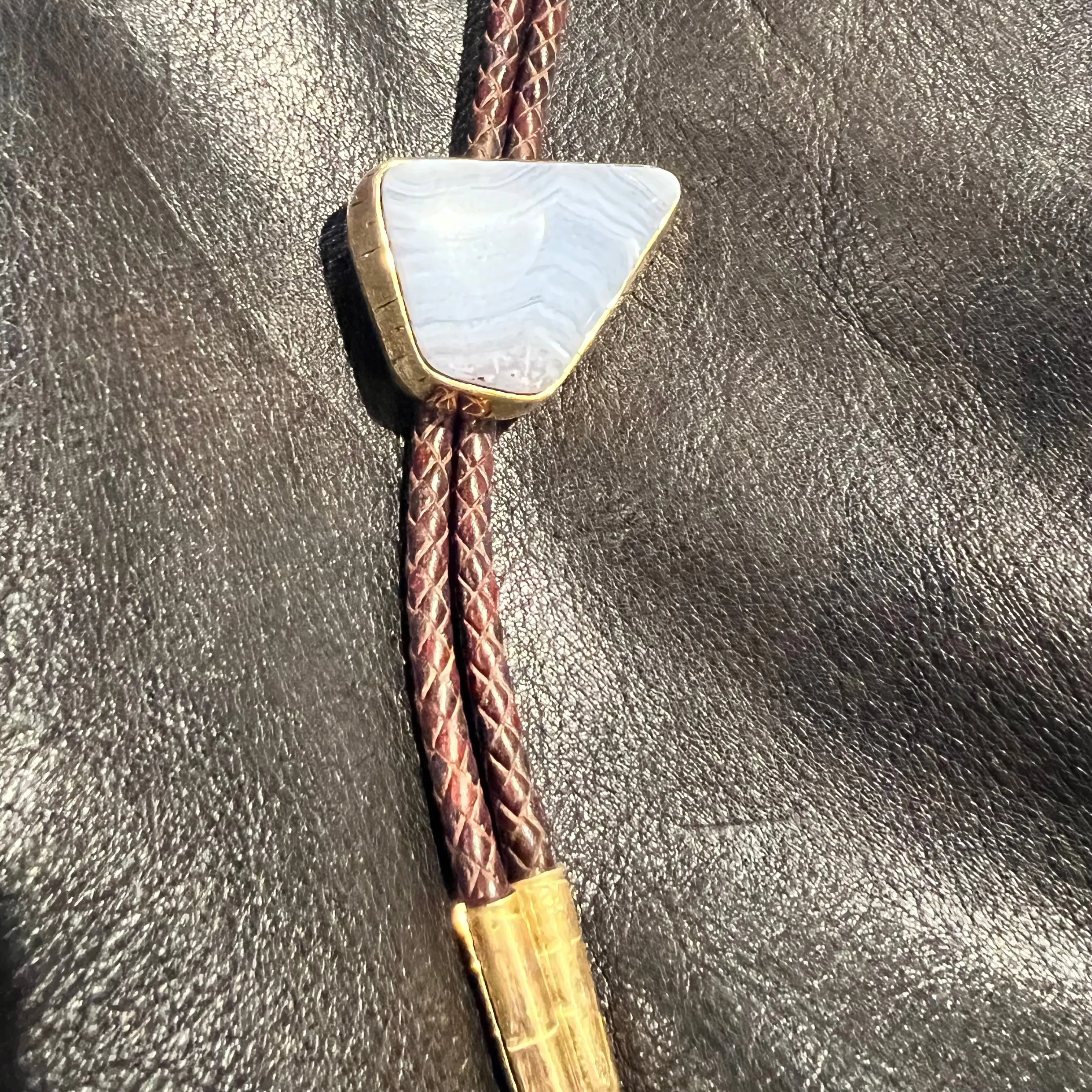 One of a Kind Blue Lace Agate Bolo Tie sold by Cave and Post product image thumbnail 4