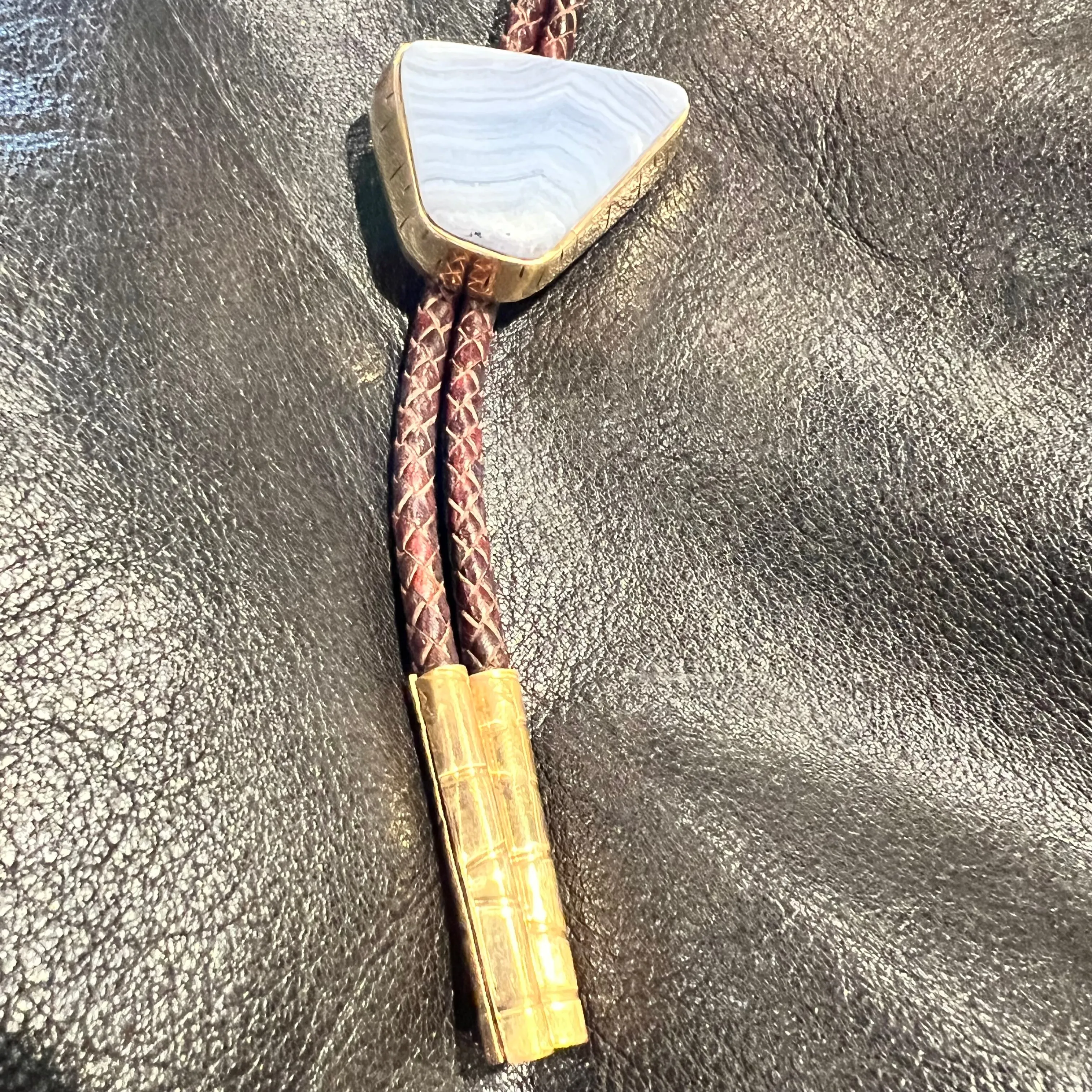 One of a Kind Blue Lace Agate Bolo Tie sold by Cave and Post product image thumbnail 3