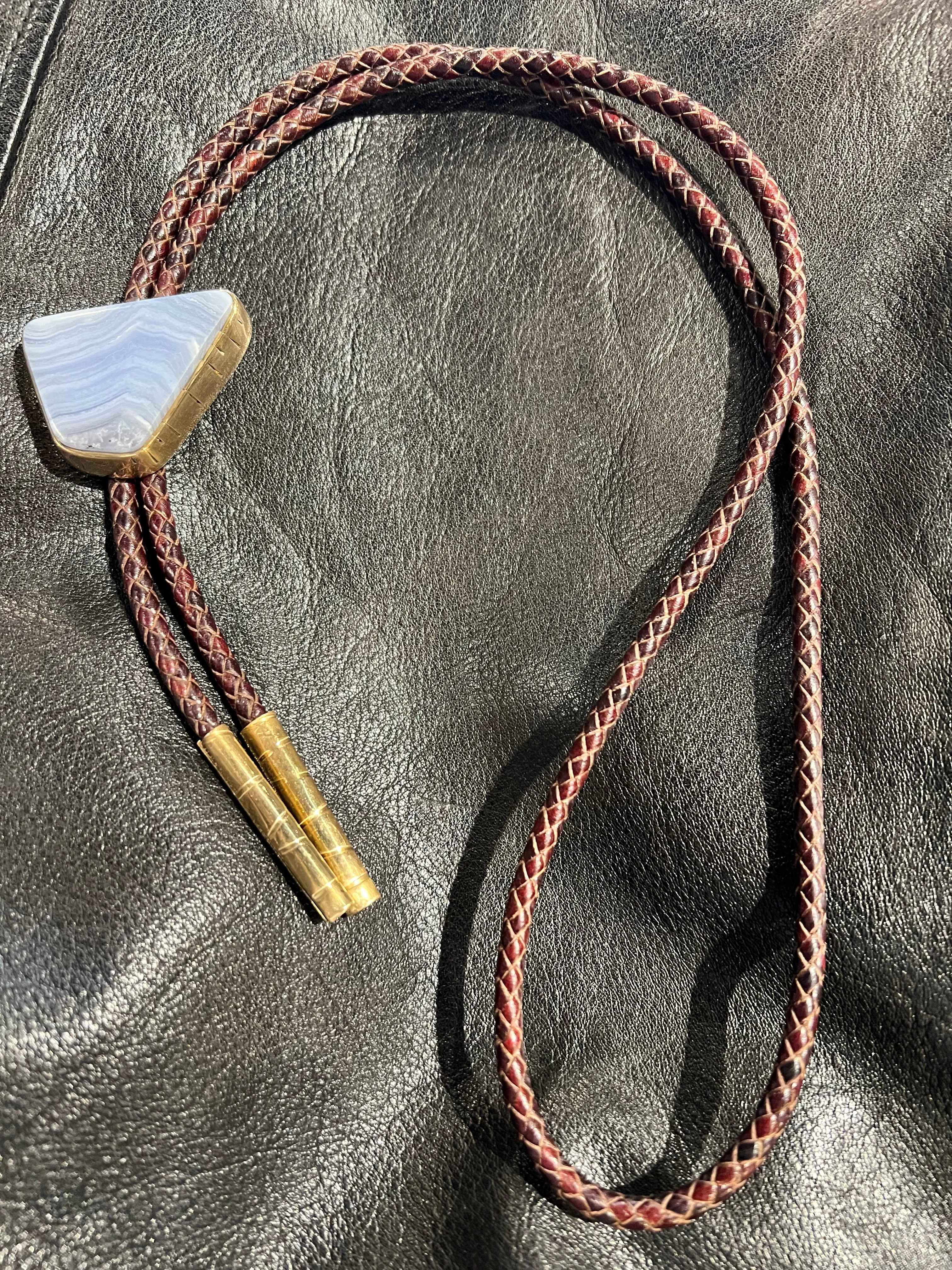 One of a Kind Blue Lace Agate Bolo Tie sold by Cave and Post product image thumbnail 2