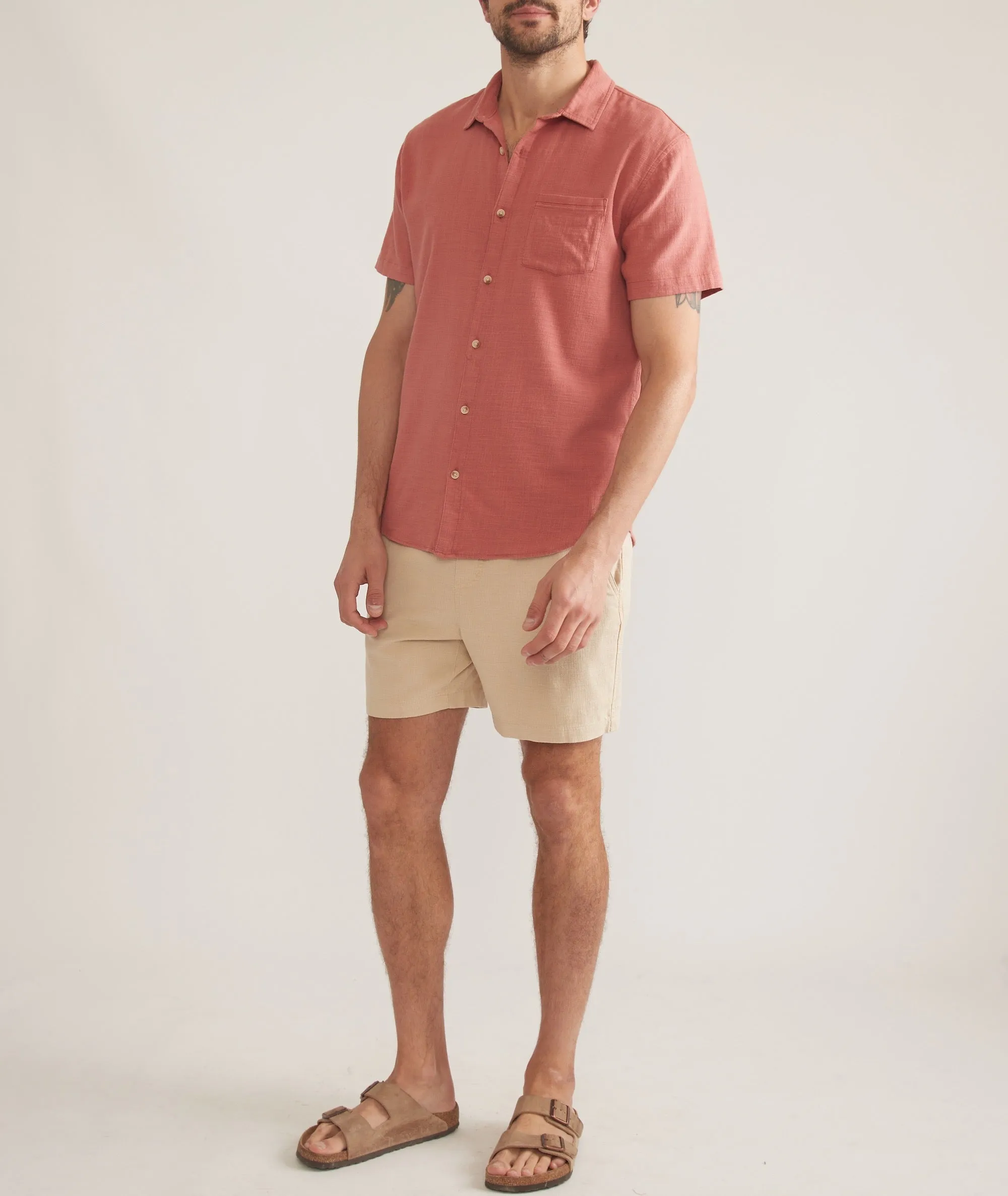 Stretch Selvage Short Sleeve Shirt - Rust sold by Cave and Post product image thumbnail 5