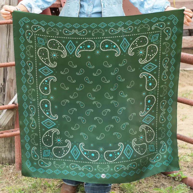 PRETTY PAISLEY LONG TALL SCARF - HUNTER GREEN made by Cave and Post