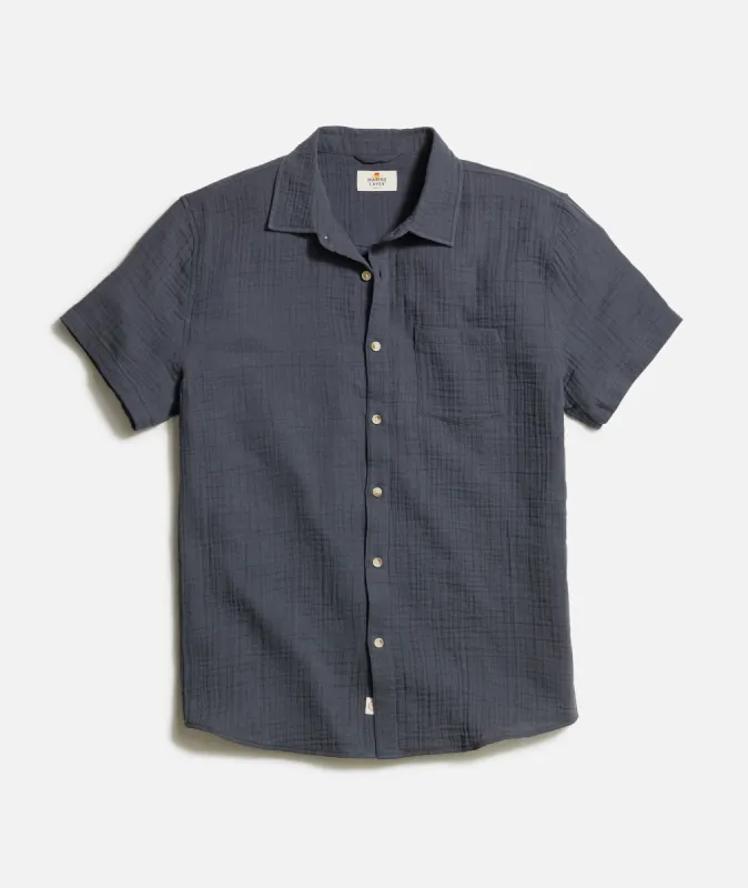 Marine Layer -Crinkle Double Cloth Shirt -India Ink sold by Cave and Post